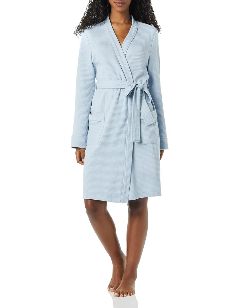 Amazon Essentials Women's Lightweight Waffle Full-Length Bath Robe with Pockets (Available in Plus Size)
