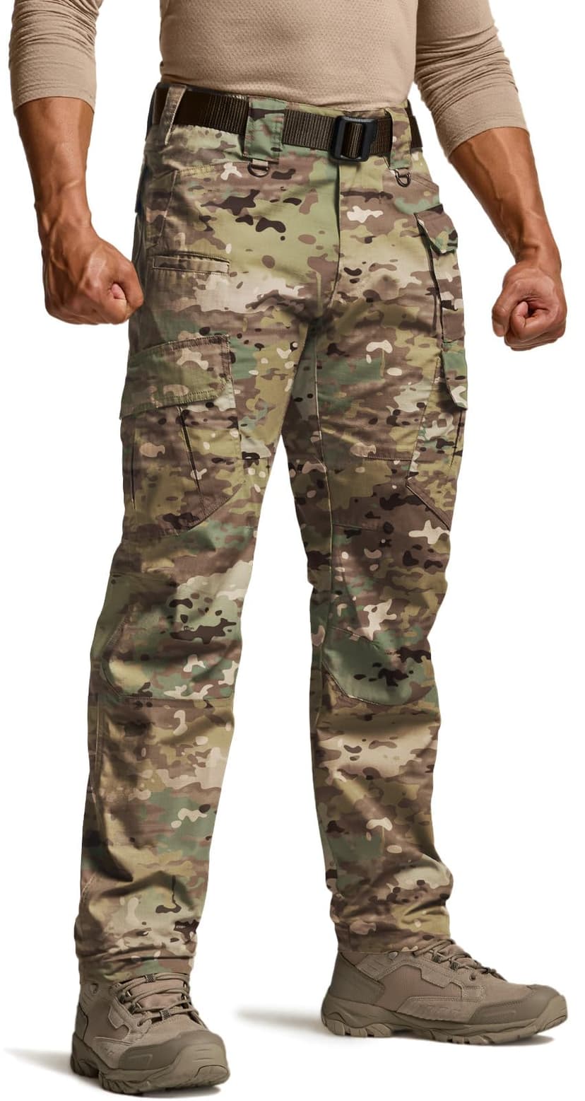 CQR Men's Tactical Pants, Water Resistant Ripstop Cargo Pants, Lightweight EDC Work Hiking Pants, Outdoor Apparel