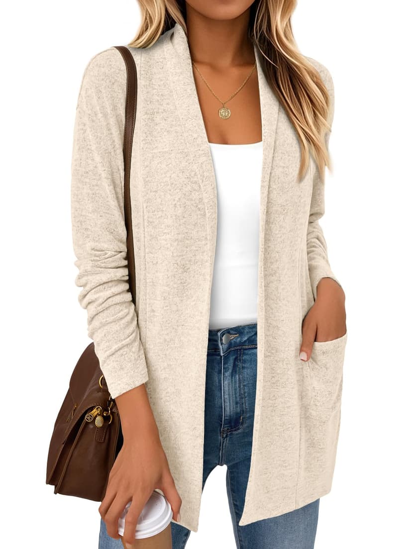LILLUSORY Cardigan for Women Lightweight Cardigans Fall Fashion Outfits | Open Front Long Cardigan with Pockets, Business Casual Travel Outfits