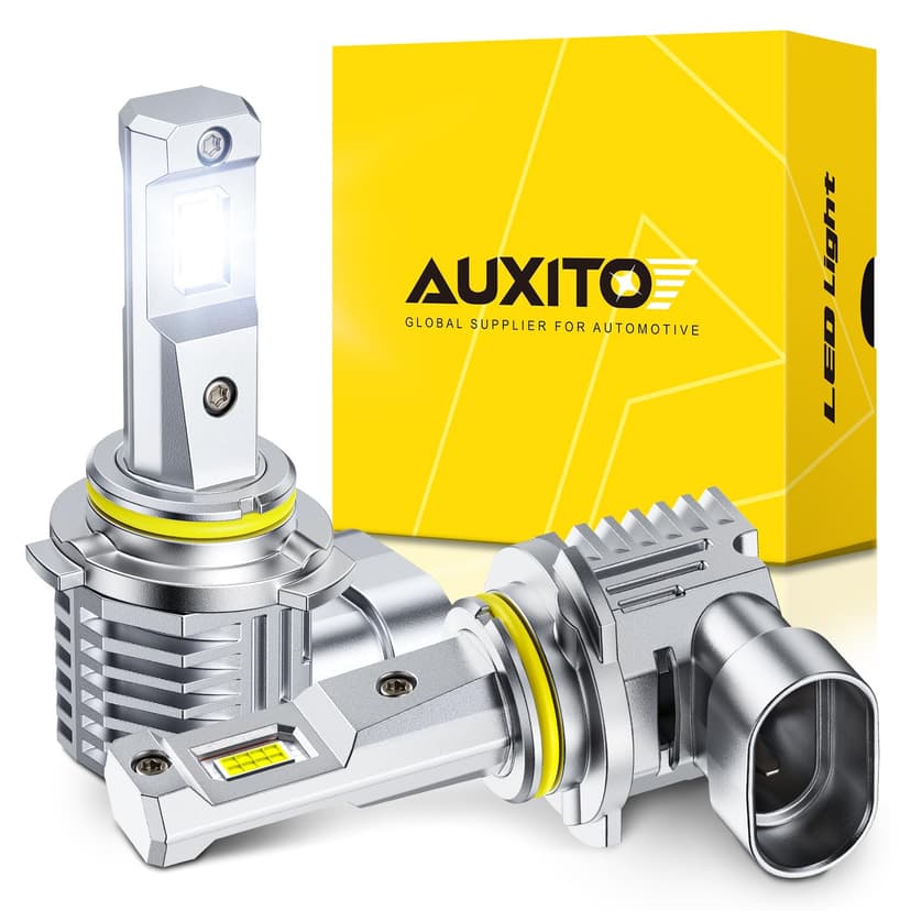 AUXITO 9006 Bulb, 6500K Ultra White 10X Increased Brightness, Precision 1:1 Mini Design, Simple Plug Play Installation, Stable Illumination, 99% Vehicles Supported, Pack of 2