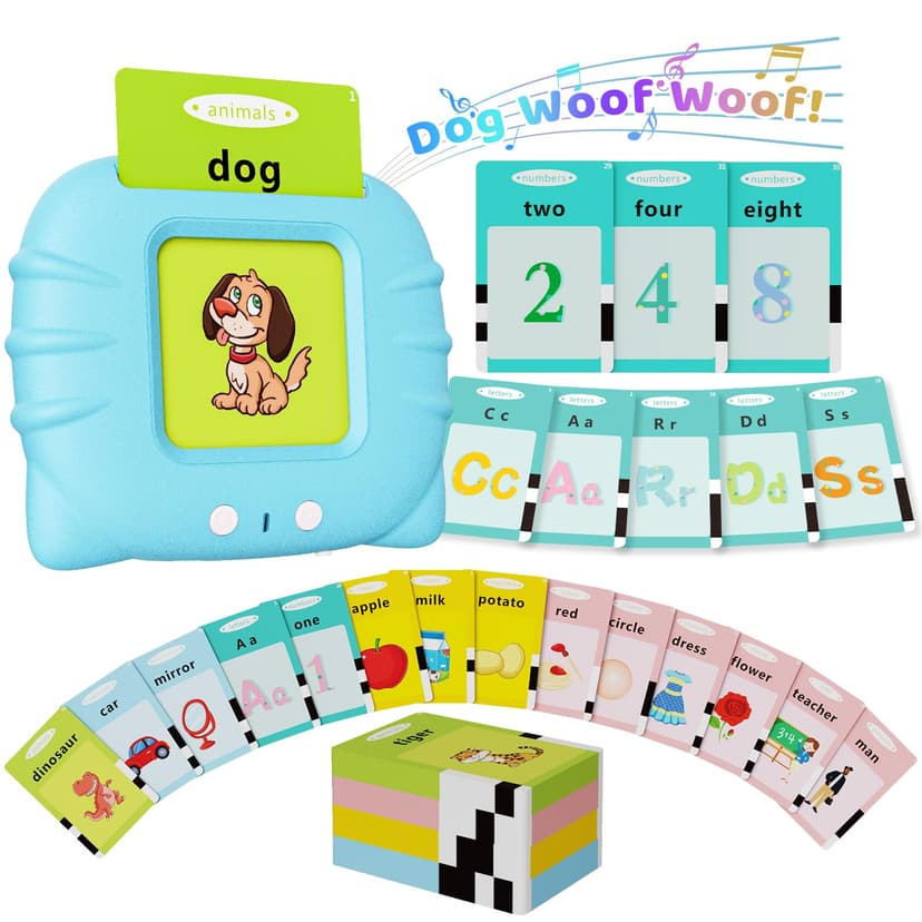 Aullsaty Talking Flash Cards for Toddlers 1-3, Upgraded 248 Sight Words Montessori Speech Therapy Toy, Autism Sensory Educational Learning Toys, Birthday Gift for Boys Girls (Blue)
