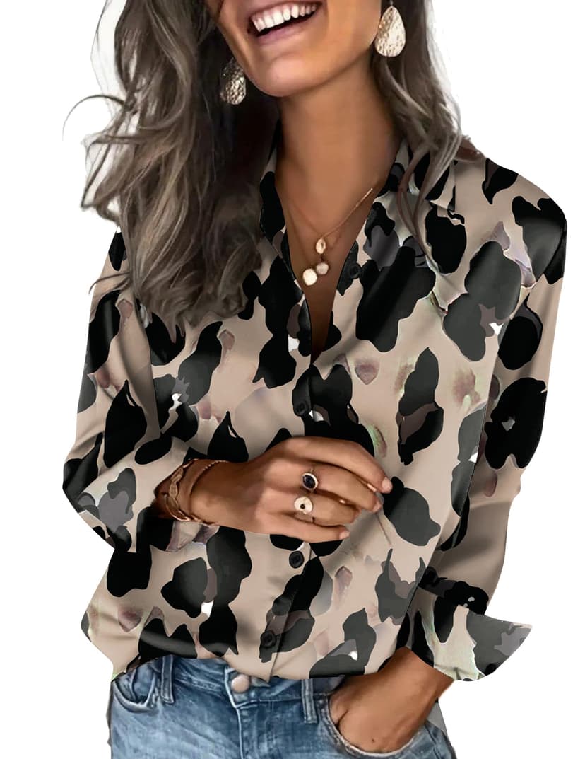 Zeagoo Satin Blouses for Women Silk Button Down Shirts Long Sleeve Tops | Dressy Casual Shirts, Business Casual Outfits, Ladys Fashion Clothes for Spring Summer Fall