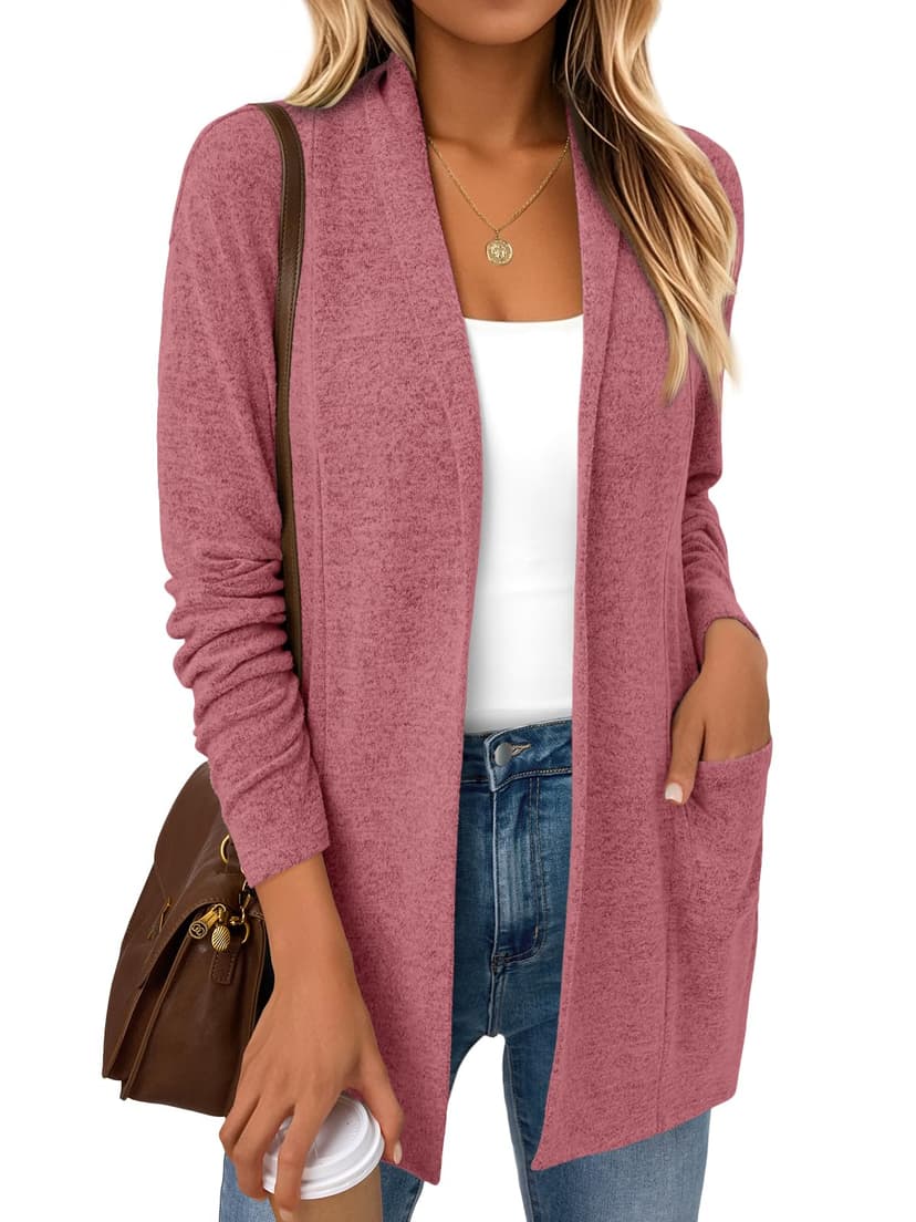 LILLUSORY Cardigan for Women Lightweight Cardigans Fall Fashion Outfits | Open Front Long Cardigan with Pockets, Business Casual Travel Outfits