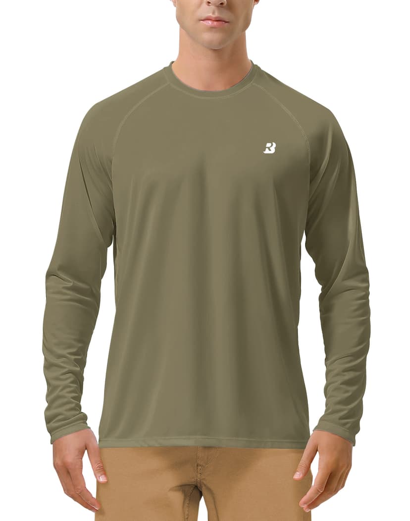 Roadbox Mens UPF 50+ UV Sun Protection Shirts Outdoor Long Sleeve SPF Rash Guard for Fishing Hiking Swimming Running