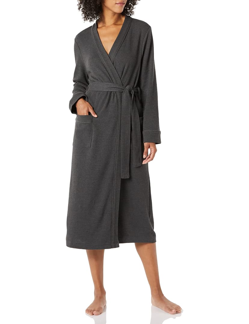 Amazon Essentials Women's Lightweight Waffle Full-Length Bath Robe with Pockets (Available in Plus Size)