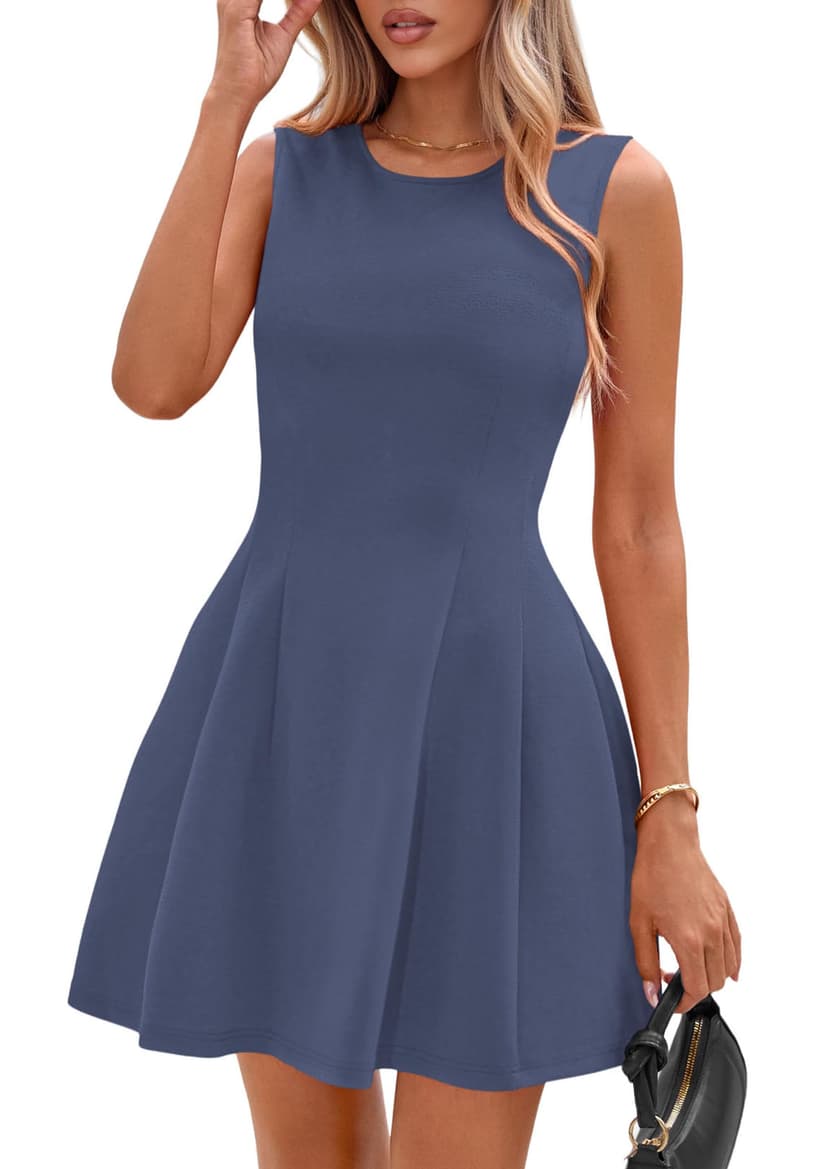 PRETTYGARDEN Summer A Line Dresses for Women Elegant Classy | Sleeveless Tank Top, Fit and Flare Graduation Party Dress, Business Casual Work Clothes, Spring Short Cocktail Date Outfits