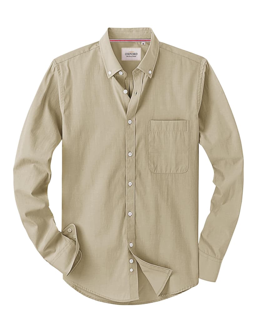 Alimens & Gentle Mens Solid Oxford Shirt Long Sleeve Dress Shirt Work Casual Button Down Shirts with Pocket
