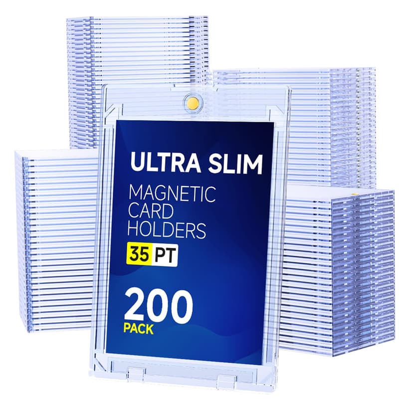 200ct Magnetic Card Holder, 35pt Slim One Touch Card Holder, Hard Plastic U-V Protectors, Mag Hard Case for Trading, Sports, Game, Football, Baseball Cards