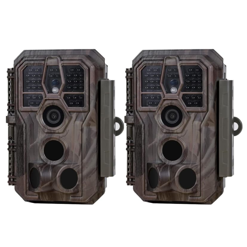 GardePro E5S 2-Pack Trail Camera, 64MP Photo & 1296P HD Video | 0.1s Trigger, 100ft No-Glow Night Vision, Motion Activated, Non-Cellular, Non-WiFi