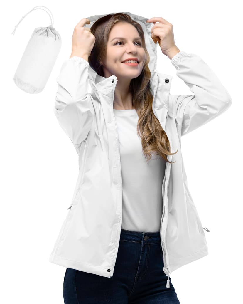 33,000ft Women's Rain Jacket Waterproof Lightweight Packable Raincoat with Hood for Golf Hiking Travel Windbreaker