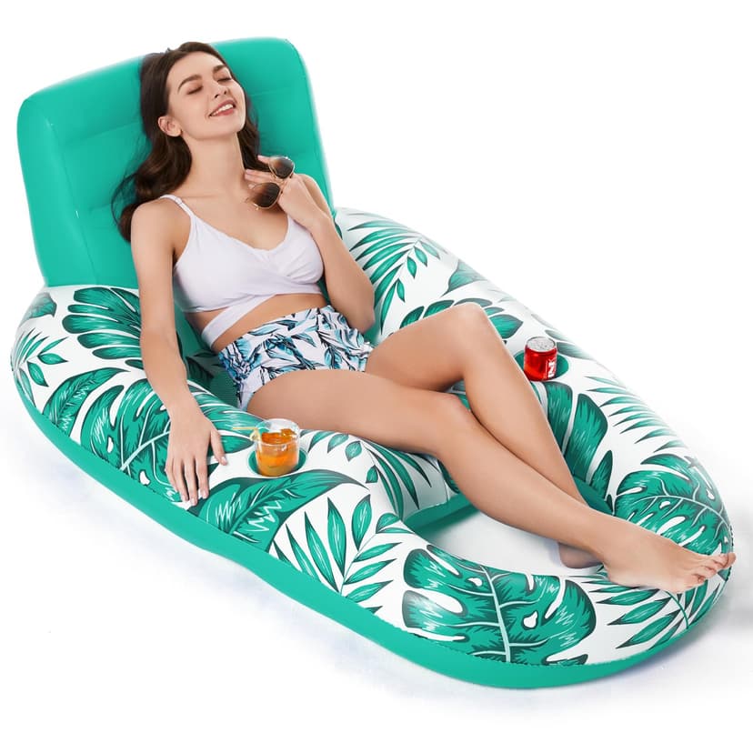 Jasonwell Inflatable Pool Float Adult - Pool Floaties Lounger Floats Raft Floating Chair Water Floaties for Swimming Pool Lake Lounge Float with Cup Holders Beach Pools Party Toys for Adults