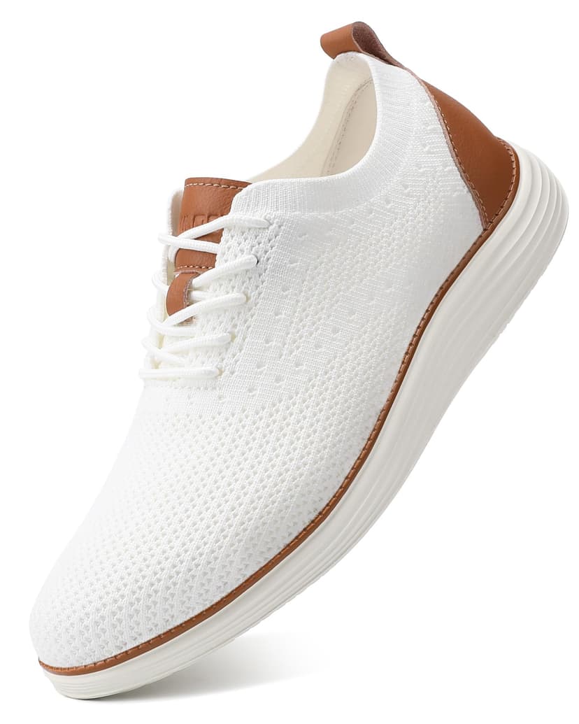 VILOCY Men's Casual Dress Sneakers Tennis Walking Shoes | Lace-Up Breathable Lightweight Comfortable Office Knit Mesh Oxfords Work&Weekend Shoes