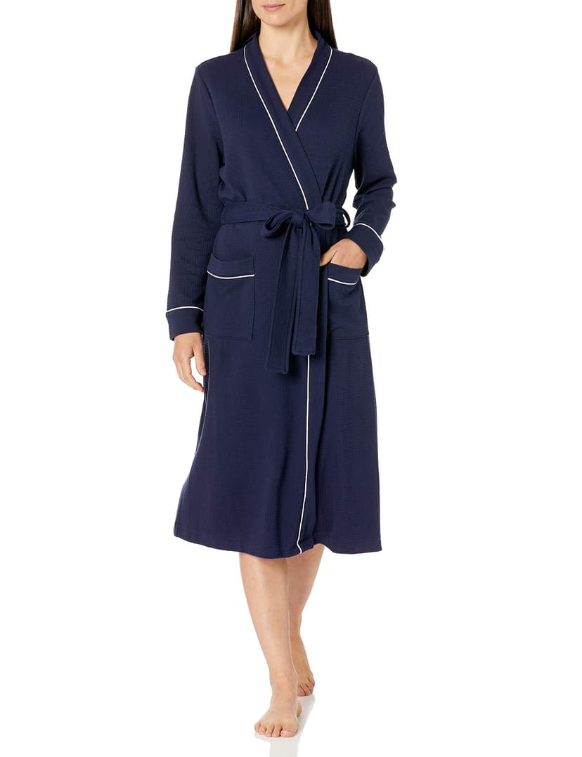 Amazon Essentials Women's Lightweight Waffle Full-Length Bath Robe with Pockets (Available in Plus Size)