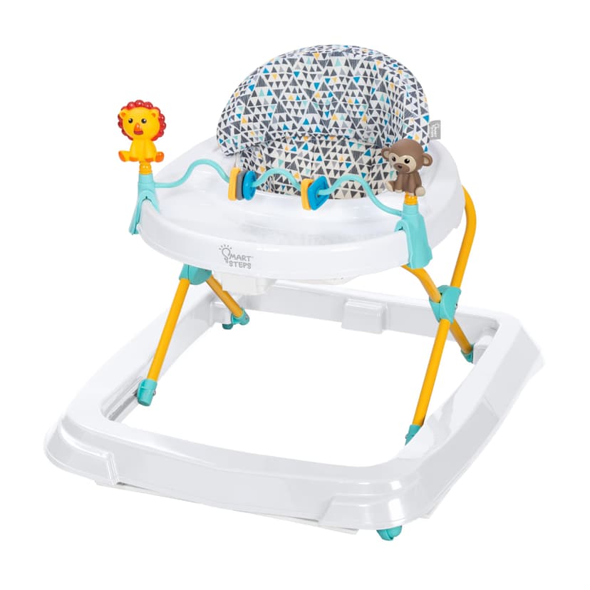 Smart Steps Trend Activity Walker with Removeable Toy Bar, Multi-Directional Front Wheels, Tray, Adjustable Height and Flat Fold Frame for Storage, Ages 6 Months +, Zoo-ometry White