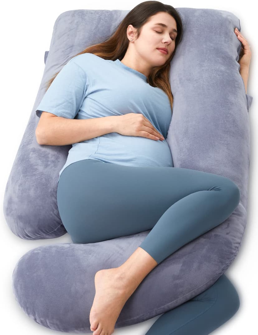 Momcozy Pregnancy Pillow for Sleeping - U Shaped Full Body Maternity Pillow | Removable Cover, Support for Back, Legs, Belly, Hips for Pregnant Women, Side Sleeper, Pregnancy Gifts & Essentials, 57 In