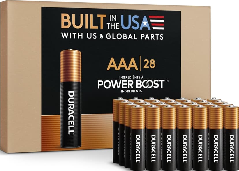 Duracell Coppertop AAA Batteries, 28 Pack, 12-Year Shelf Life, Storage Tray