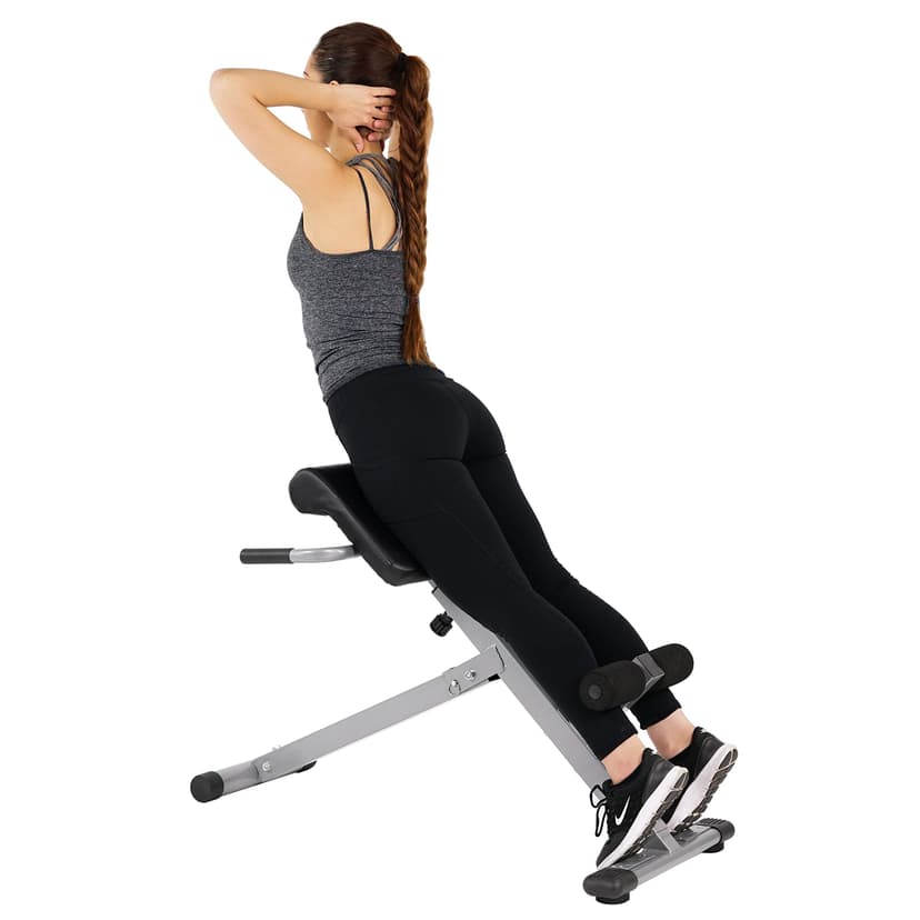 Sunny Health & Fitness Multi-Function Roman Chair | Adjustable Height, Folds Flat for Storage, Built in Dip Station, Targets Back, Abs & Core, Crunches & Back Extensions