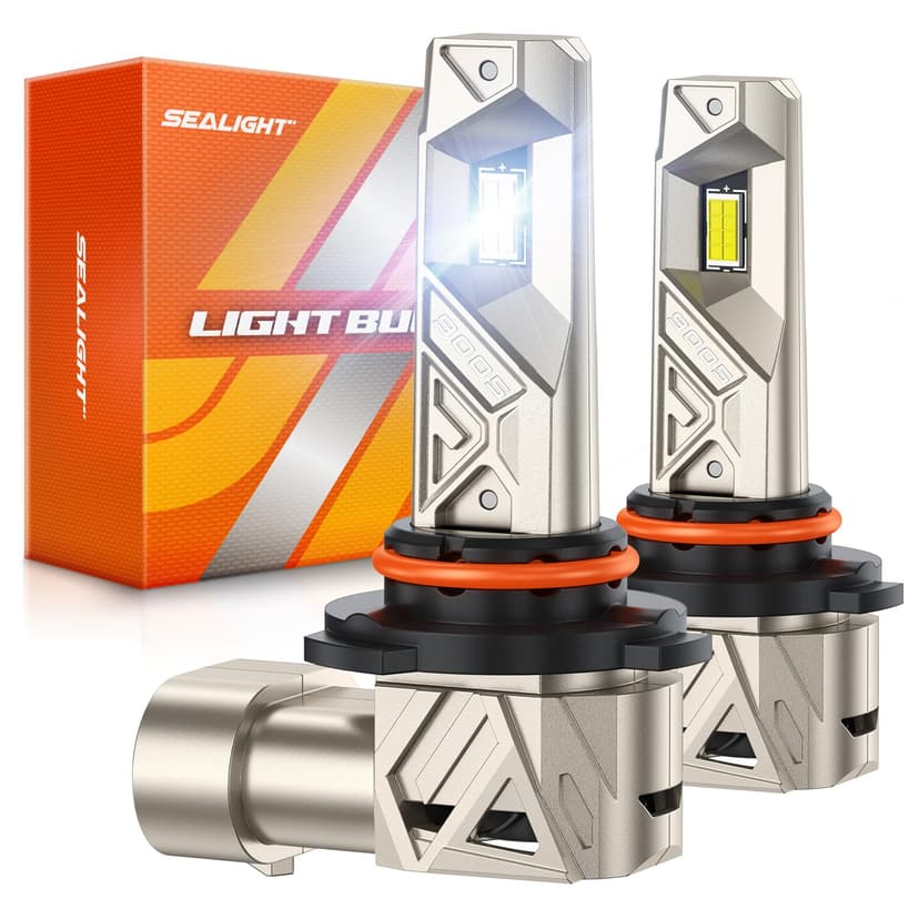 SEALIGHT 9005/HB3 LED Bulbs, 96000LM S6 Pro 9005 Bulb with 2026 8th LED-Chips, 80000H+ Lifespan HB3 Driving Light, 6500K White 1000% Bright Fog Light,1:1 Plug and Play, Pack of 2