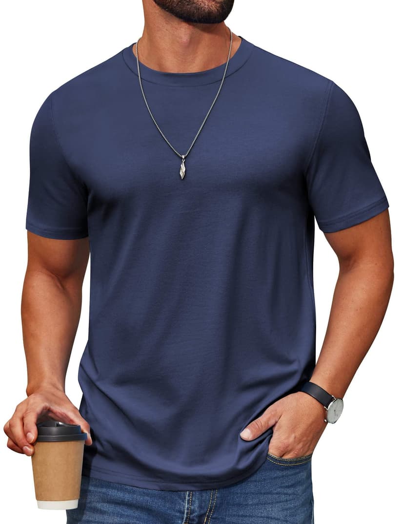 COOFANDY Men's T Shirt Short Sleeve Cotton Blend T-Shirts Crew Neck Casual Summer Basic Tee Shirts