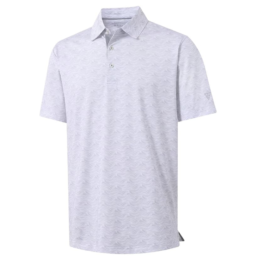 M MAELREG Mens Golf Shirt Short Sleeve Dry Fit Print Moisture Wicking Performance Patterns Collared Polo Shirt