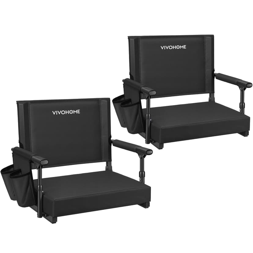 VIVOHOME Stadium Seats with Back Support, Bleacher Chair for Sports Events | Foldable, Easy To Carry, Adjustable Length Shoulder Strap, Two Cup Holders, Armrest, Anti-slip Bottom, Weight Capacity 350