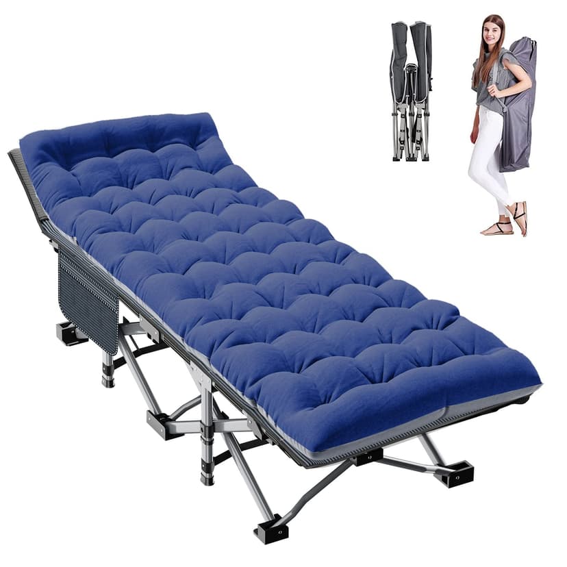 ABORON Camping Cot for Adults, 28 in Wide Folding Bed with Mattress | 800 lbs Capacity Heavy Duty Frame, 1200D Oxford Cot with Removable Pad and Carry Bag For Camping, Home And Travel