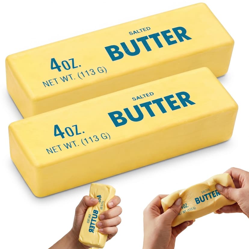 2PCS Butter Squishy – Slow Rising Butter Squishy Toy, Realistic Food Fidget Toys for Adults, Soft PU Material, Sensory Anxiety Relief & Focus Aid, Portable 5.5 Inch Squishy Butter for Office & Home
