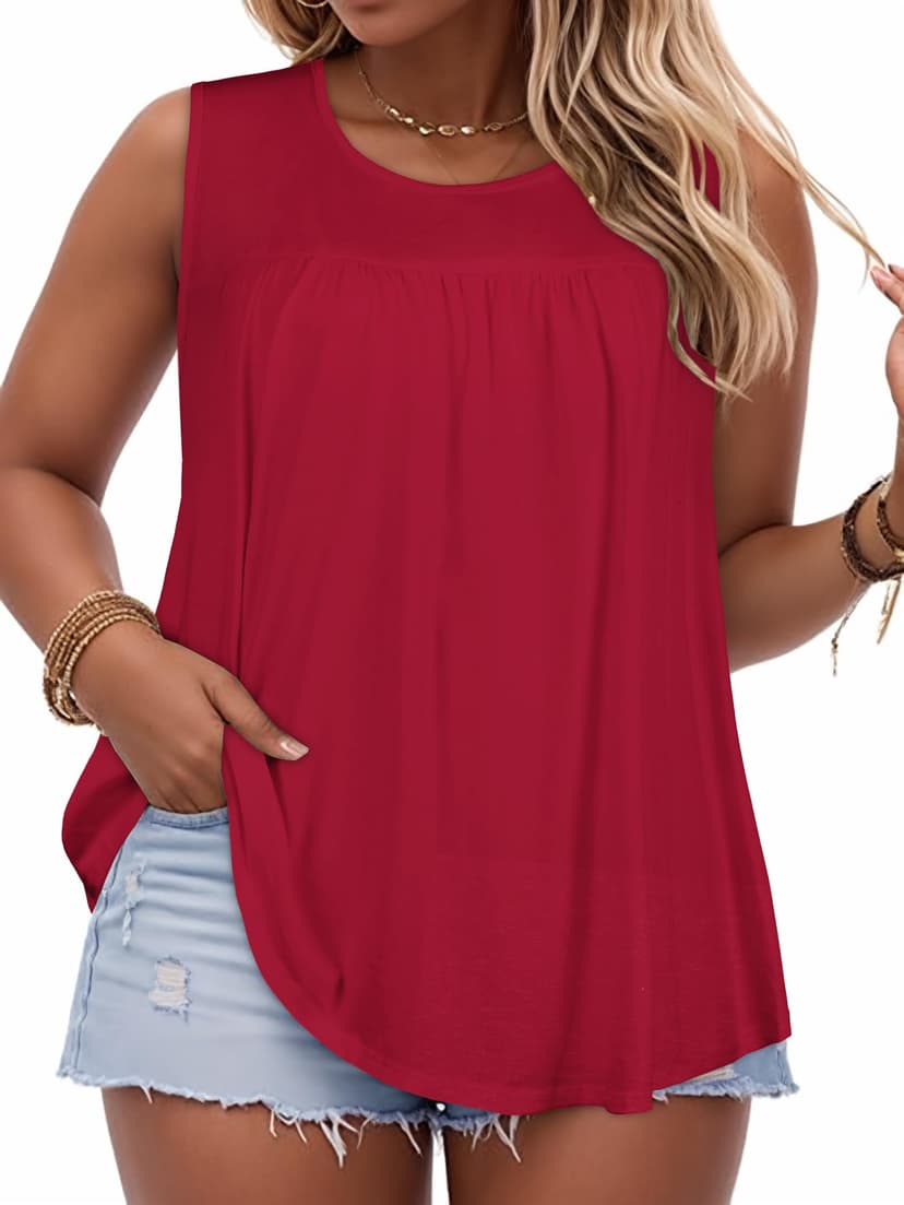Women Plus Size Tank Top Casual Summer Tops Loose Fit Sleeveless T Shirts Trendy Crewneck Tunic Tees 2026