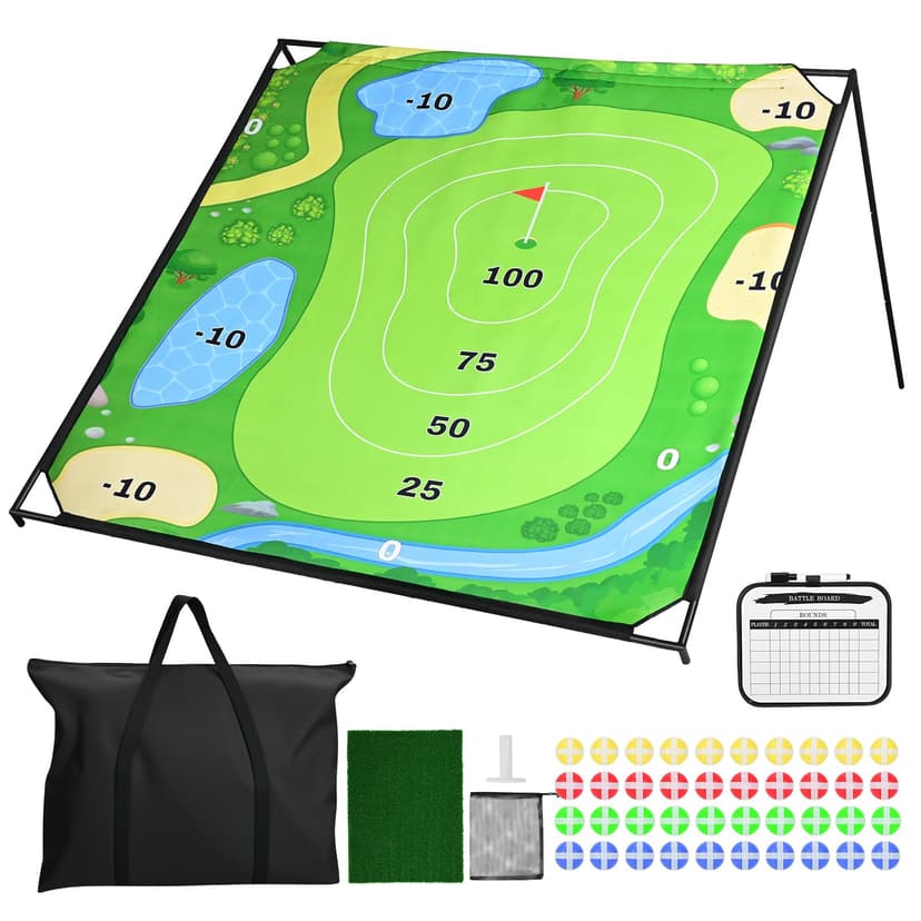 Sturdum Golf Chipping Game Set, Extra-Large 6x6ft with Aluminum Frame, Portable Family Target Game for Chipping Practice Fun for Kids and Adults Indoor & Outdoor Yard