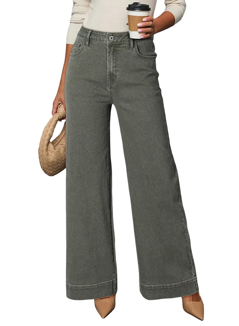 Dokotoo Women's Casual High Waisted Jeans Stretch Wide Leg Loose Denim Pant | Baggy Jeans Women, Stretchy Straight Leg Pants, High Waisted Jeans for Women, Loose Fit, Casual Wear