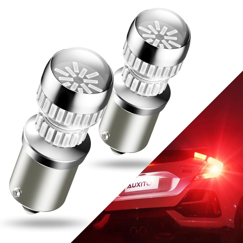 AUXITO 1156 LED Bulb Red Super Bright 7506 BA15S P21W LED Replacement with Projector for Taill Brake Backup Reverse DRL Signal Parking Lights, Pack of 2