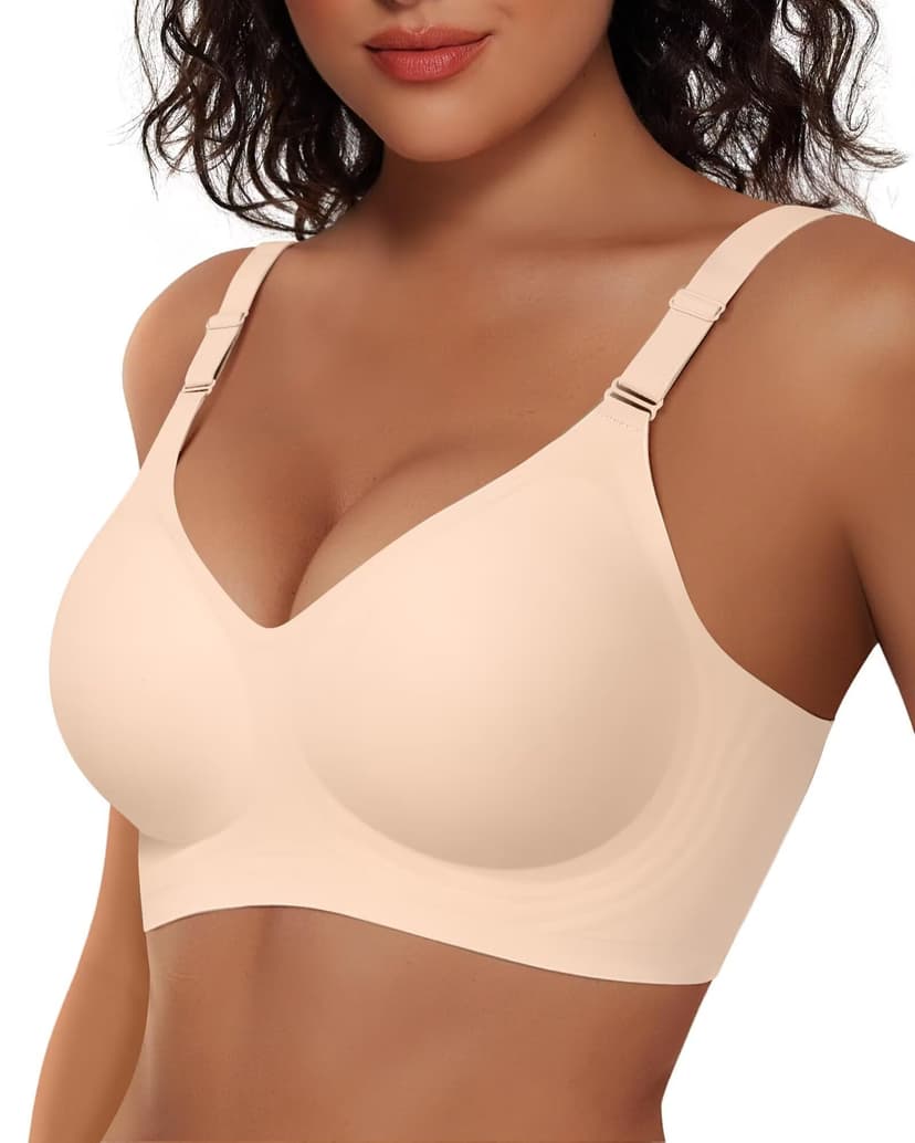 Vertvie Womens Wireless Jelly Bras No Underwire Push Up Seamless Bra Supportive Full Coverage Bralette Regular and Plus Size