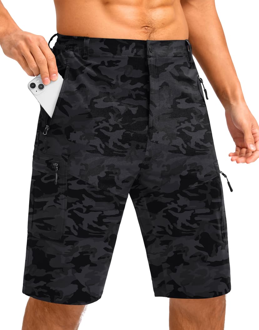 Pudolla Men's Hiking Cargo Shorts 9"/7"/11" Lightweight Outdoor Shorts for Men Trip Golf Camping Casual with 5 Zipper Pockets