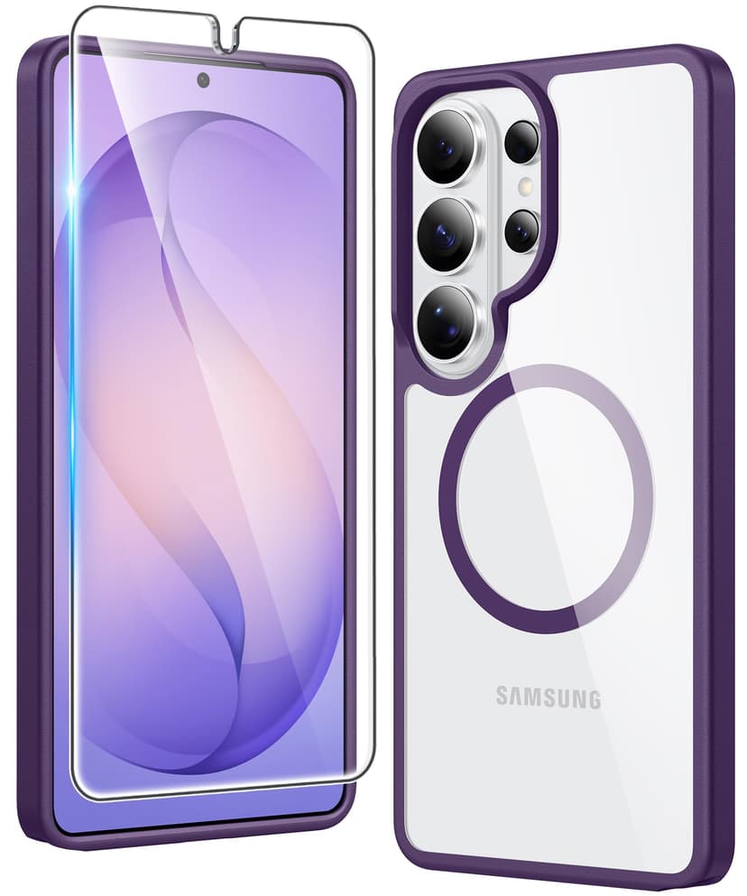 FNTCASE for Samsung Galaxy S26-Ultra Case: Clear Magnetic Phone Cases with Screen Protector Compatible with Magsafe Slim Anti Yellowing Rugged Protective Transparent Cell Phone Cover (Purple Magnetic)
