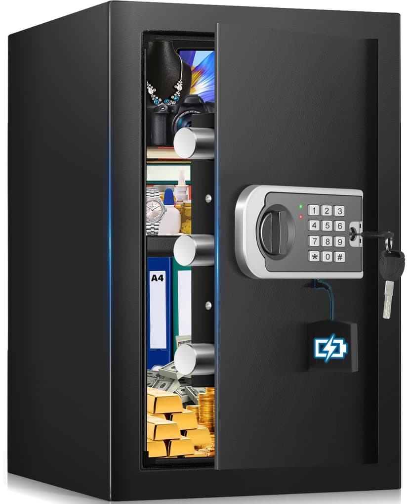 [16.54" Tall] Safe Box, 2.8 Cuft Home Safes With Fireproof Bag, Anti-Theft Security Safes for Home with Programmable Keypad Spare Keys, Digital Safety Box for Money Documents Valuables Jewelry