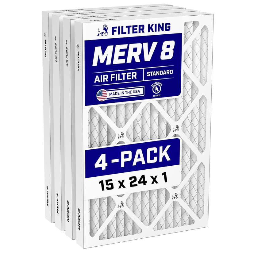 Filter King 15x24x1 Air Filter (4-Pack) MERV 8, AC Furnace Filters