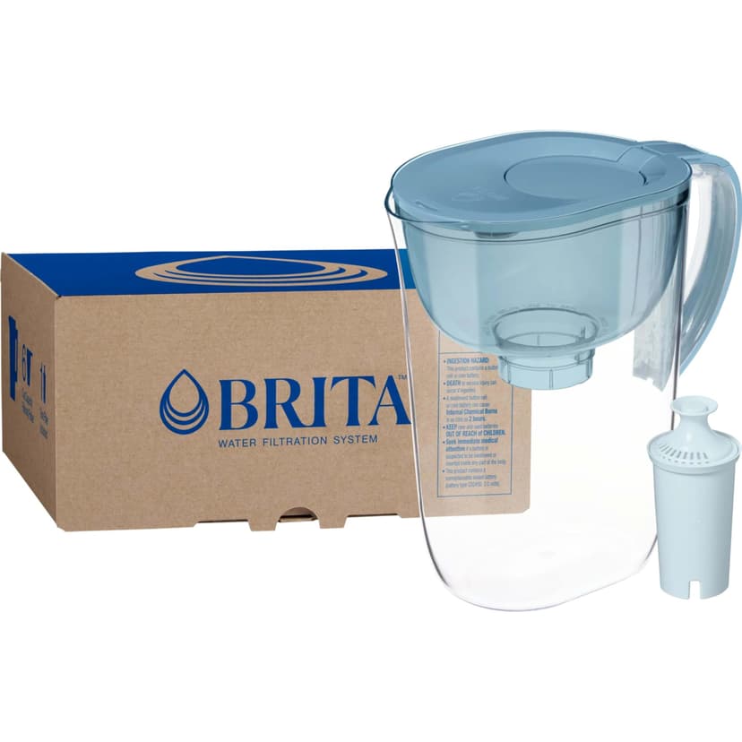 Brita Large 10-Cup Water Filter Pitcher with BritaPlus Filter, Stone Blue