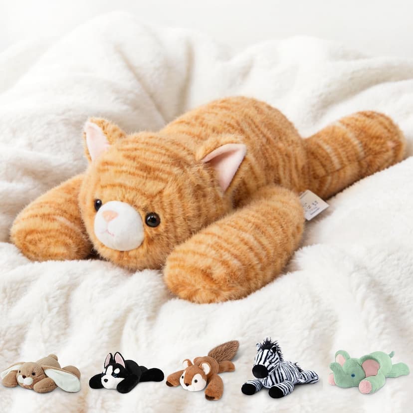 Niuniu Daddy Orange Cat Weighted Stuffed Animal, Plush Toy Pillow for Adult | 25 in 5 lbs, Heavy sensory lap pad, lying body pillow for sleeping, machine wash, huggable gift for kids and adults