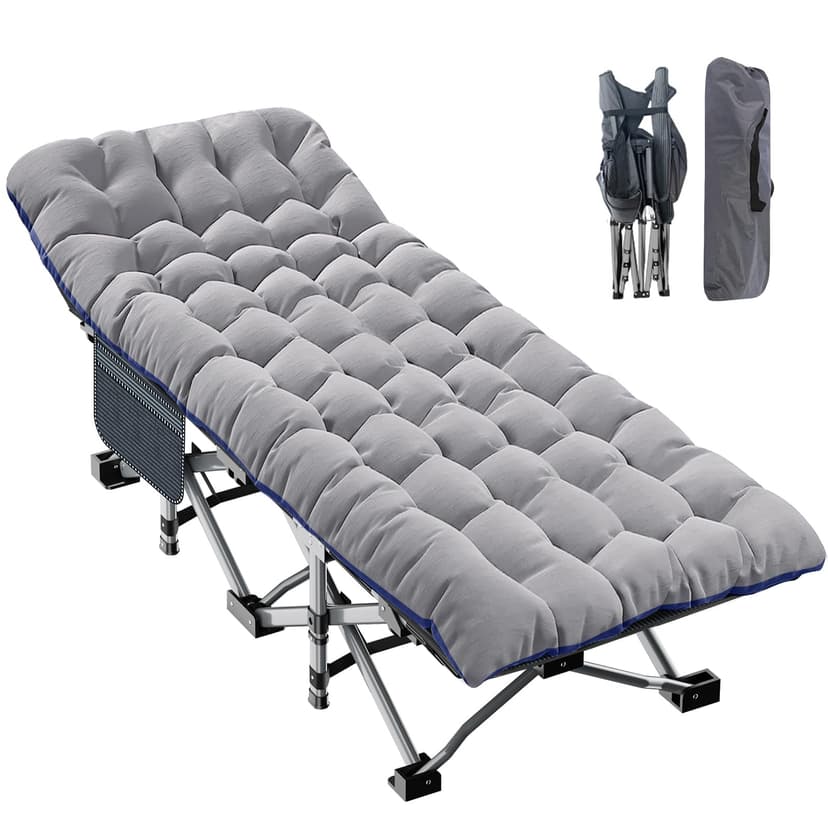 ABORON XXL Camping Cot for Adults 900LBS - 78"×32" Oversized Folding Bed with Mattress Pad, Heavy Duty 1200D Oxford Outdoor Cot with Carry Bag