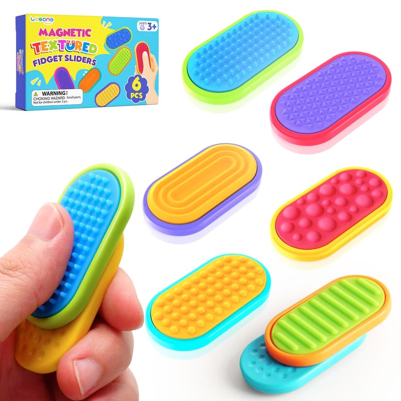 Sensory Fidget Magnet Toys for Kids: Silicone Magnetic Sliders Stress Fidgets for Autism, Stress Small Texture Fidget Toys for Classroom Prizes, Adults Office Desk / Portable Travel Must Haves, Gifts