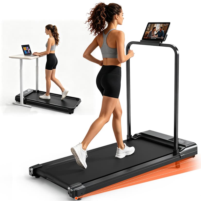 ICYLOOT Walking Pad Treadmill with Incline and Handle Bar for Home Office | Walking Pad Under Desk,Body Toning,Safety Handle,45db Quiet Design,5-Layer Shock Absorption Belt,0.6-3.8 MPH Remote Control