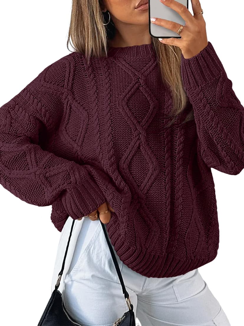 Trendy Queen Women's Oversized Cable Knit Sweaters 2026 Fall Outfits | Quiet Luxury Style, Chunky Knit Texture, Winter Holiday Outfit, Easy Layering Piece, Fall Fashion Staple