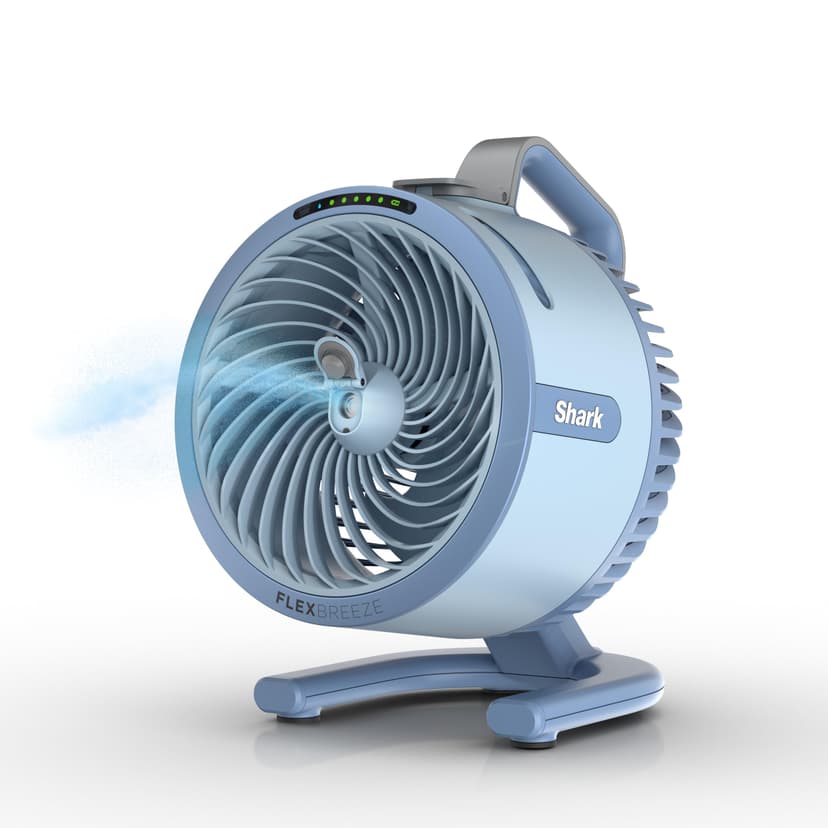 All-New Shark FlexBreeze HydroGo Pro Fan, Indoor & Outdoor Powerful Cooling Fan with Dry-Touch Mist, Portable Cordless & Corded, Long Battery Runtime, 5 Speeds, Sky, FA056BL (2026 Release)