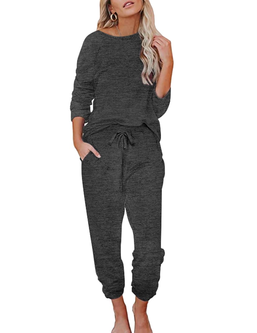 Ekouaer Womens Pajamas Set Long Sleeve Loungewear Soft Joggers with Pockets | Cozy Fabric, Crew Neck Pullover, Drawstring Waist, Home and Casual Wear, Gift for Christmas