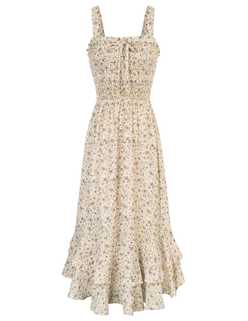 GRACE KARIN Women's 2026 Summer Floral Boho Dress Square Neck Strapped Swing A Line Sundress Beach Long Maxi Outfits