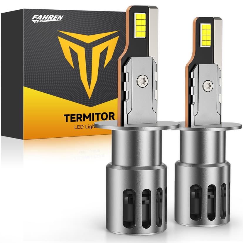 Termitor Latest H1 Bulbs, 60,000LM Brightness High Beam, 85000+ Hours Long Service Life, 6500K Cool White, Real 1:1 Halogen Size H1 Exterior Fog Light Bulbs, 3 Mins Plug N Play, Pack of 2