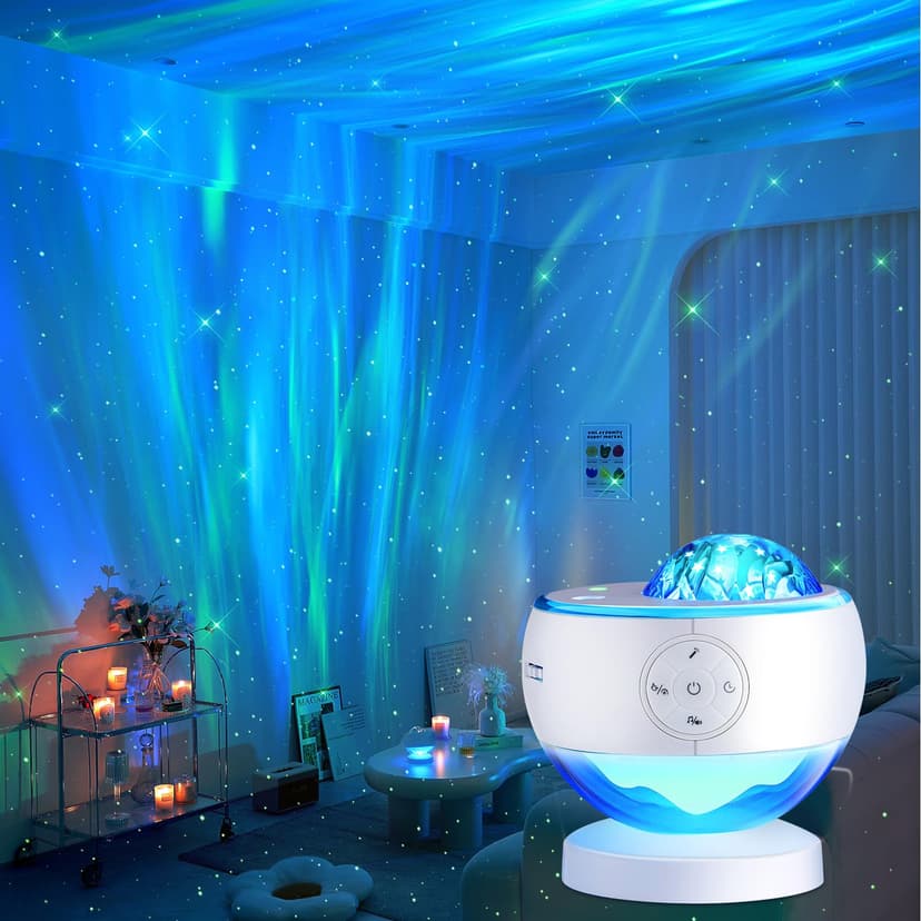 Galaxy Projector Sound Machine Aurora Night Light Projector with 30 Sounds,16 Colors Star Northern Lights Projector Bluetooth Speaker, Remote Timer Teen Gift Led Lights Mood Sensory Light for Autism