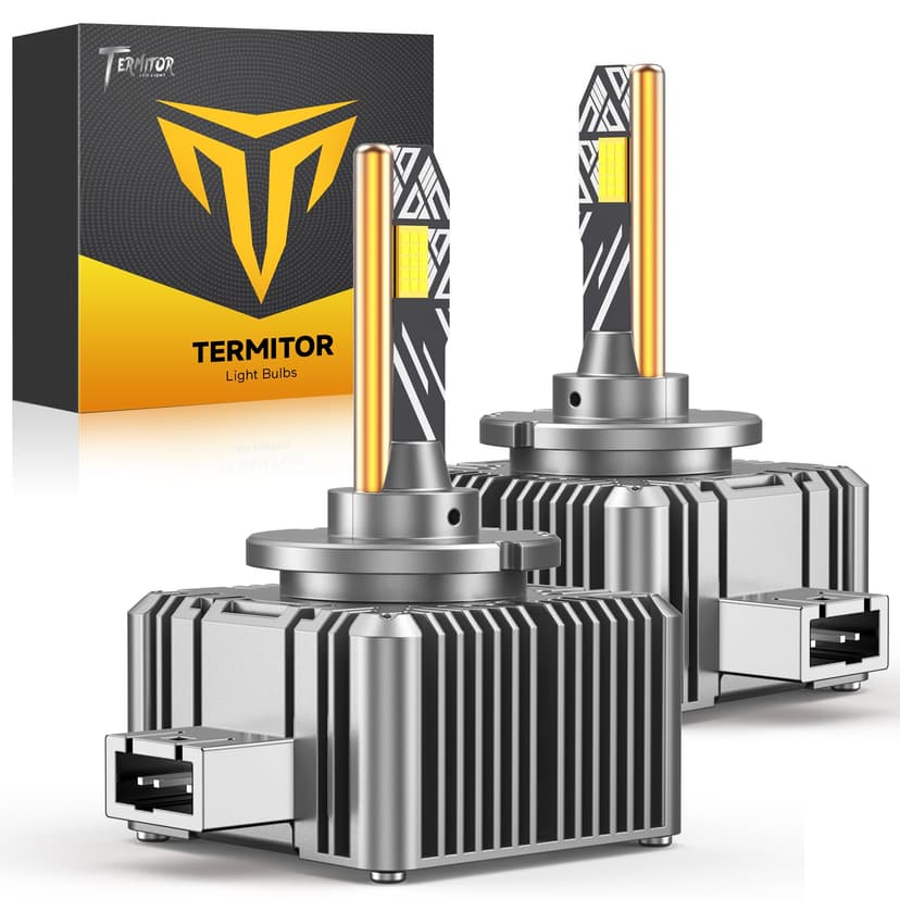 Termitor High Performance D3S Light Bulbs for Off-road | 10X Brighter 90,000LM, 85K+ hrs, 6500K Cool White, IP68 Waterproof, 1:1 OEM Size, 3 Minute Installation, Pack of 2