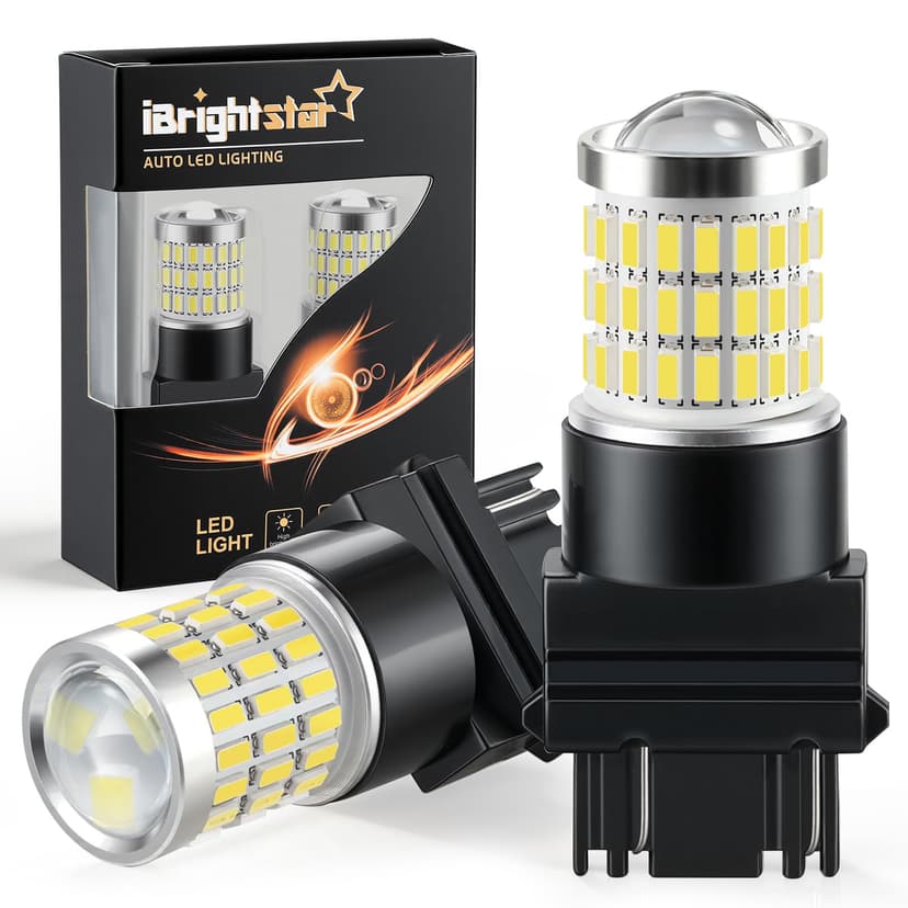 iBrightstar 3157 LED Bulb White, 4157 3156 LED Reverse Light Bulbs Super Bright for Tail Brake Lights Backup Lights Turn Signal Lights, 2 Pack