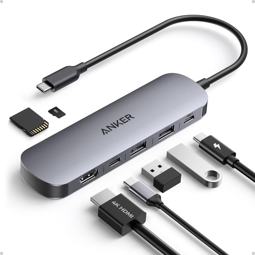 Anker USB C Hub, 7in1 Multi-Port USB Adapter, 4K@60Hz USBC to HDMI Splitter | 85W Max PD, 2 USB 3.0 & 1 USBC Data Ports, SD/TF Card Reader, for Laptops/Mac and Other Type C Devices (Charger Not Includ